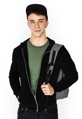 Genç öğrenci sırt çantası ile