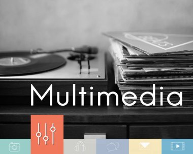 Vinil taşınabilir müzik çalar ve kayıtları