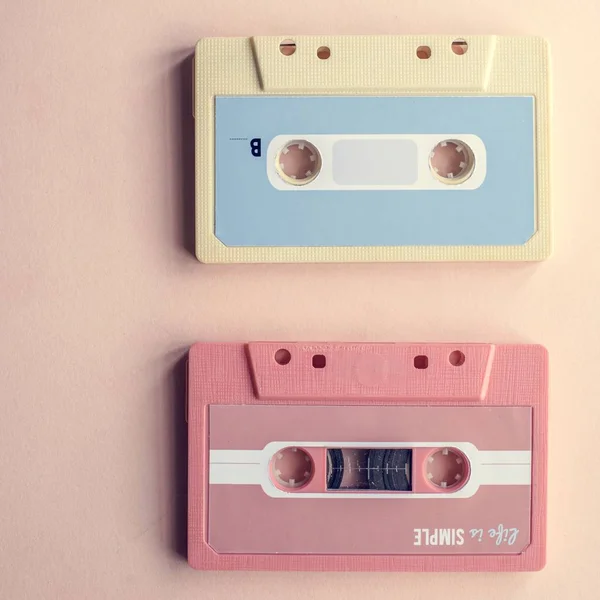 Retro audio cassettes on table — Stock Photo, Image