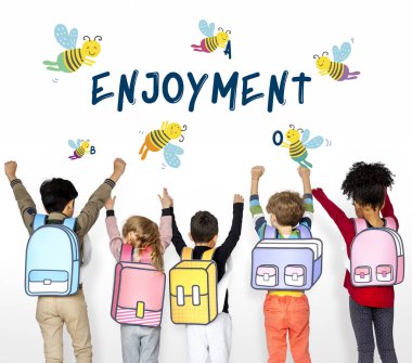 Okul sırt çantaları ile Arkadan Görünüm