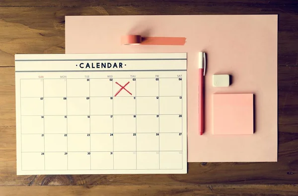Mês Calendário Semana Lembrete Organização Tabela — Fotografia de Stock