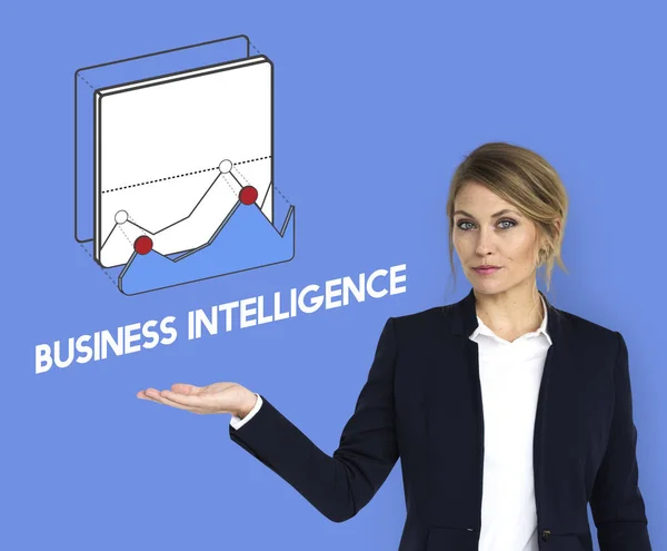 Succesvolle Business vrouw weergegeven: titel — Stockfoto