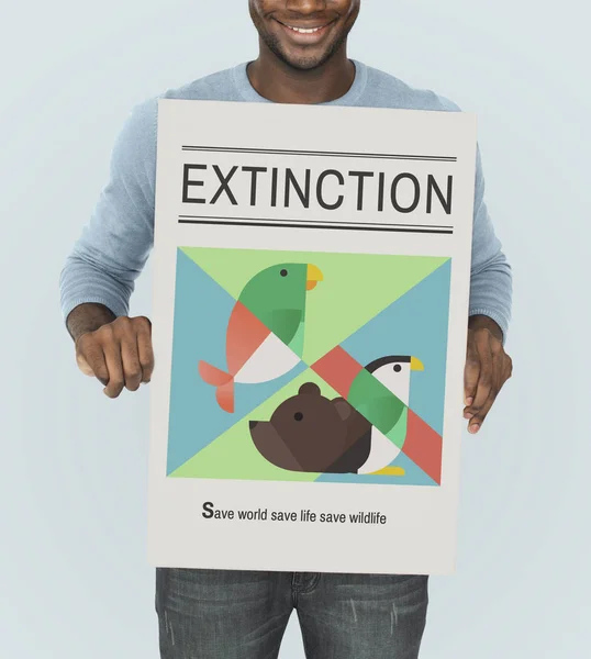 Afrikai ember tartja a grafikus banner — Stock Fotó