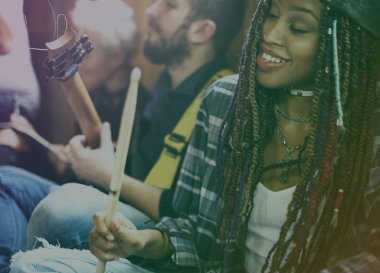 Çeşitlilik insanlar hipsters birlikte grup, orijinal photoset