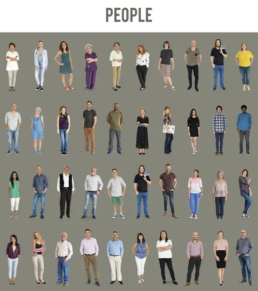 Sada rozmanitost lidí celého těla — Stock fotografie