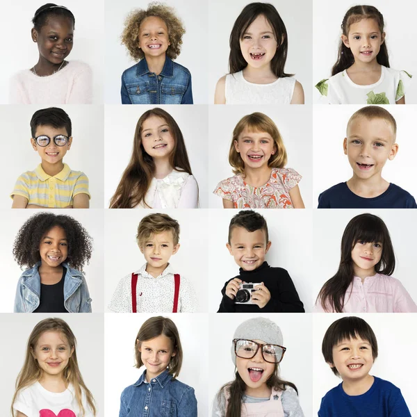 Collage met diversiteit kinderen — Stockfoto