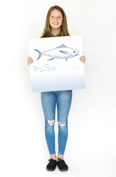 Mädchen mit Plakat — Stockfoto