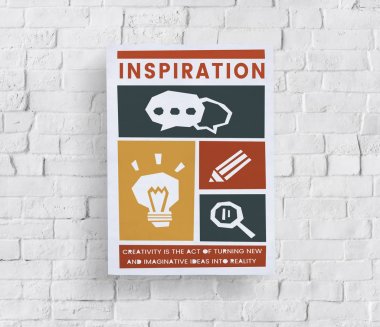 Beyaz tuğla duvara afiş 