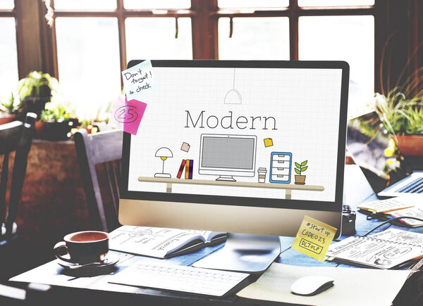 computer monitor on workplace table