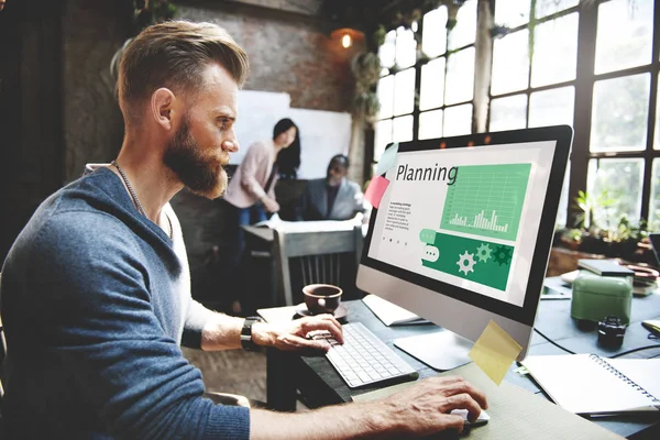 Man working with computer — Stock Photo, Image