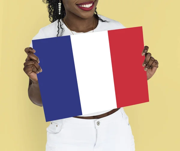 Африканські жінки посміхаючись і тримає плакат — стокове фото