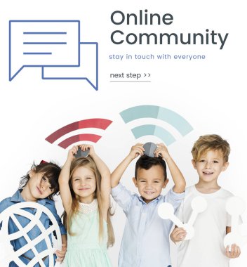 Küçük simgeleri ağ ile çocuk 