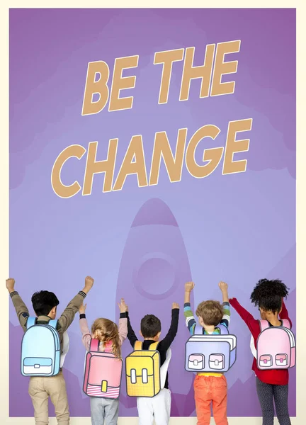 Okul sırt çantaları ile Arkadan Görünüm