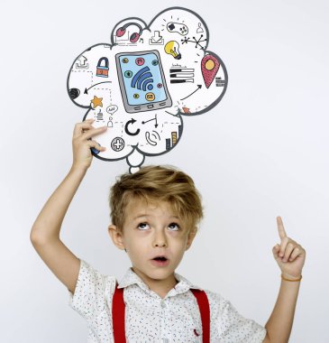 Çocuk holding genel gider konuşma balonu