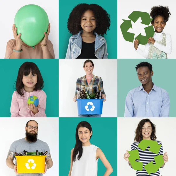 Collage avec la diversité personnes recyclées — Photo