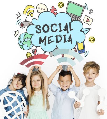 Küçük simgeleri ağ ile çocuk 