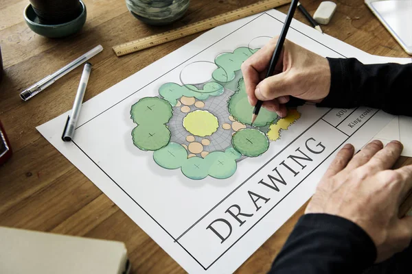 Hands working on the banner — Stock Photo, Image