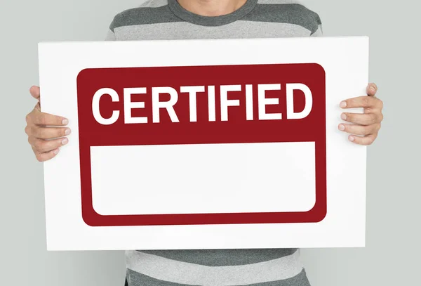 Man holding banner — Stock Photo, Image