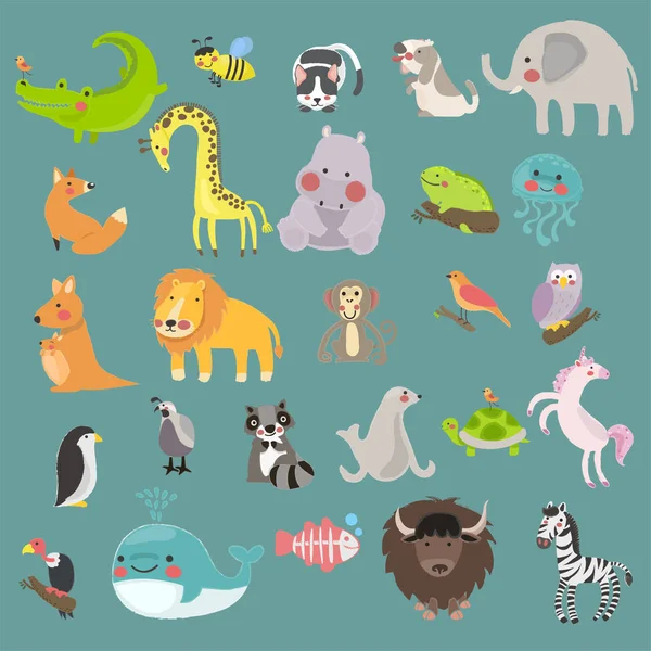 Różnorodność animowanych zwierzšt — Wektor stockowy