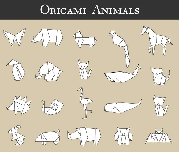 Origami en forme d'animaux — Image vectorielle