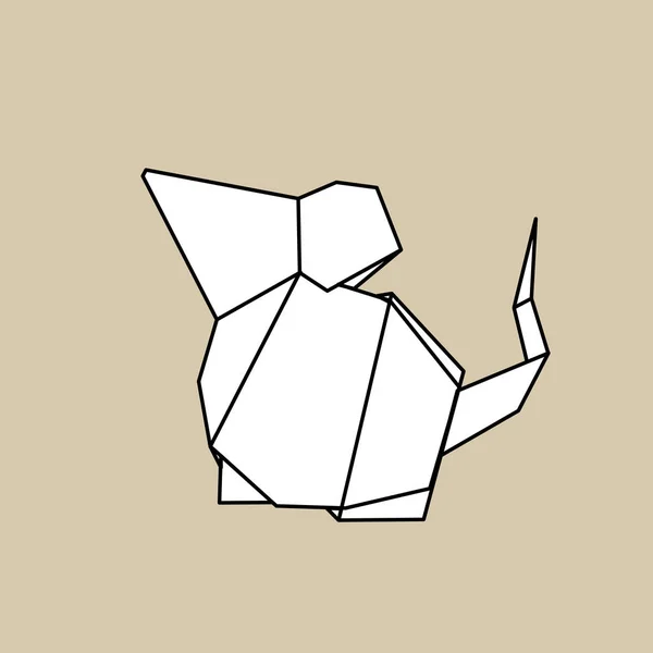Origami en forma de ratón — Vector de stock