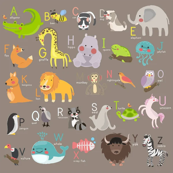 Diversidade animais de desenhos animados — Vetor de Stock