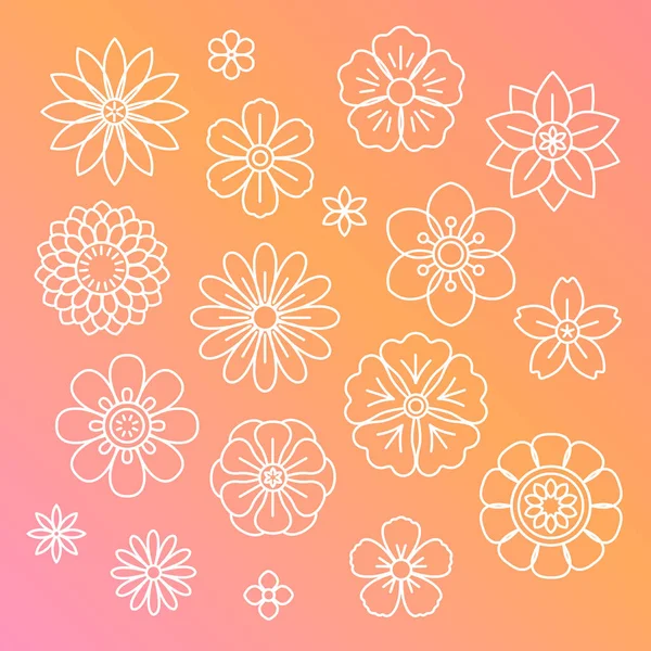 Hermoso contorno flores — Vector de stock