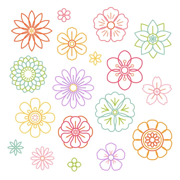 Hermoso contorno flores — Vector de stock