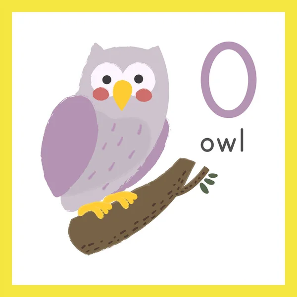 Violet owl on branche — Wektor stockowy