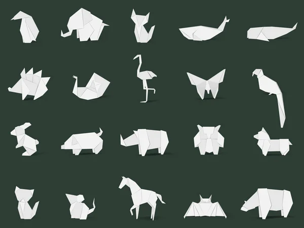 Origami en forme d'animaux — Image vectorielle