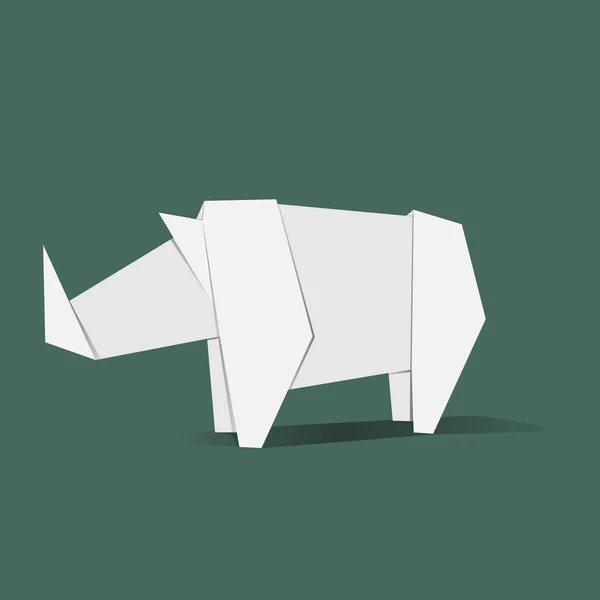 Origami en forma de rinoceronte — Vector de stock