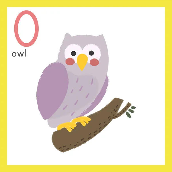 Violet owl on branche — Wektor stockowy