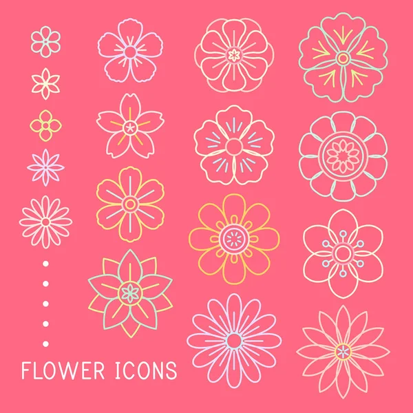 Hermoso contorno flores — Vector de stock