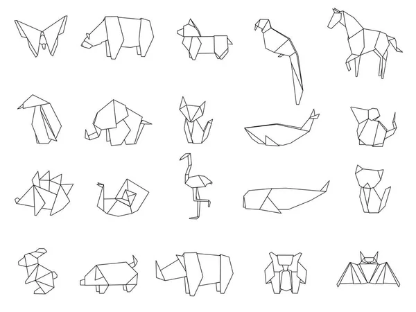 Origami en forme d'animaux — Image vectorielle