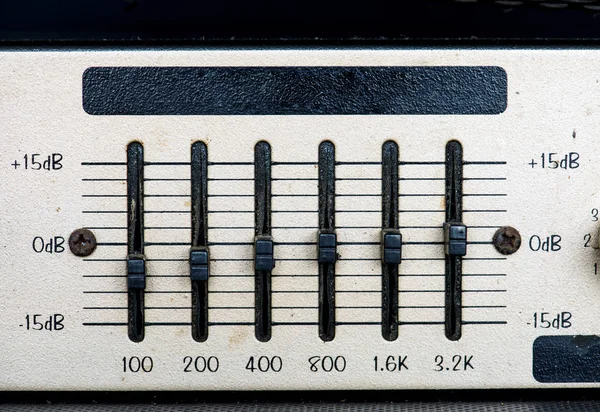 Nahaufnahme Von Antiken Vintage Stereo System Makro Original Fotoset — Stockfoto