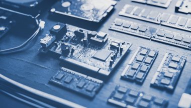 Elektronik bilgisayar bileşenleri Mikro işlemciler anakart, özgün closeup photoset