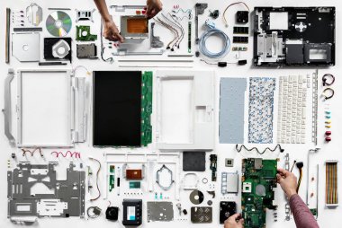Araçlar, düz yatıyordu üstten görünüm elektronik tablo orijinal photoset 