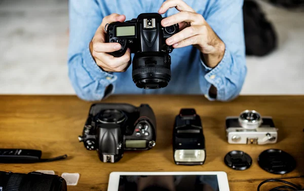 Photographer Camera Tablet — Stock Photo, Image