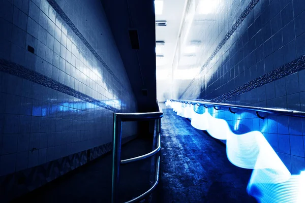 Синє Світло Довгі Лінії Експозиції Рух Вночі Оригінальний Фотосет Стокова Картинка