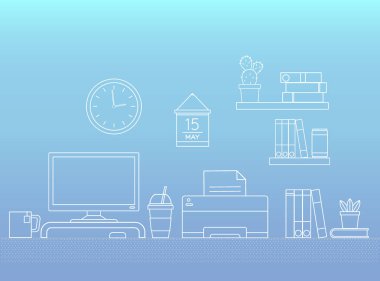 Çalışma alanı ile ofis, banka donatımı