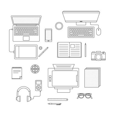 çalışma alanı ile çeşitli dijital cihazlar 