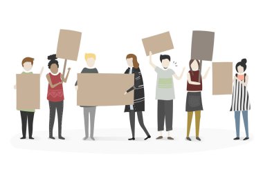 protesto işaret panoları grubu