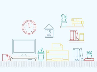 Çalışma alanı ile ofis, banka donatımı