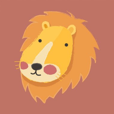 çizgi film aslan düz simgesi 