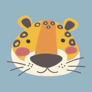 çizgi film leopar düz simgesi 