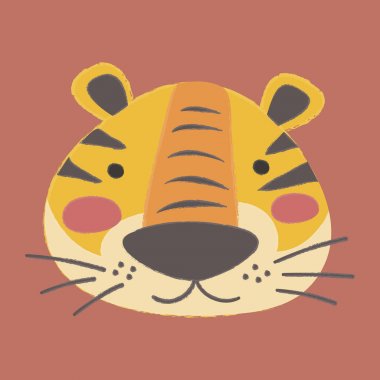 çizgi film kaplan düz simgesi 