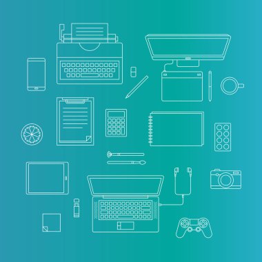 çalışma alanı ile çeşitli dijital cihazlar 