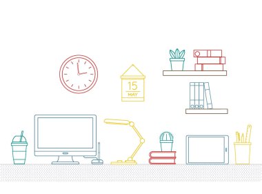 Çalışma alanı ile ofis, banka donatımı