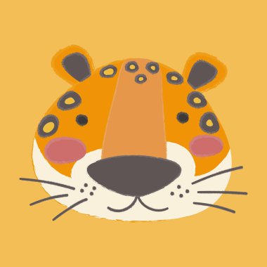 çizgi film leopar düz simgesi 