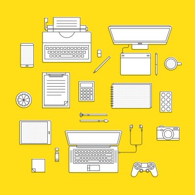 çalışma alanı ile çeşitli dijital cihazlar 